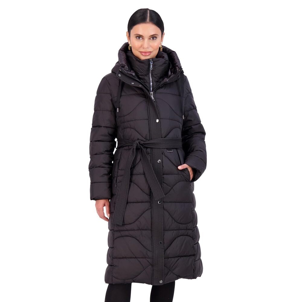 Vince Camuto Women's Hooded Onion-Quilted Long Puffer, Black, Size S